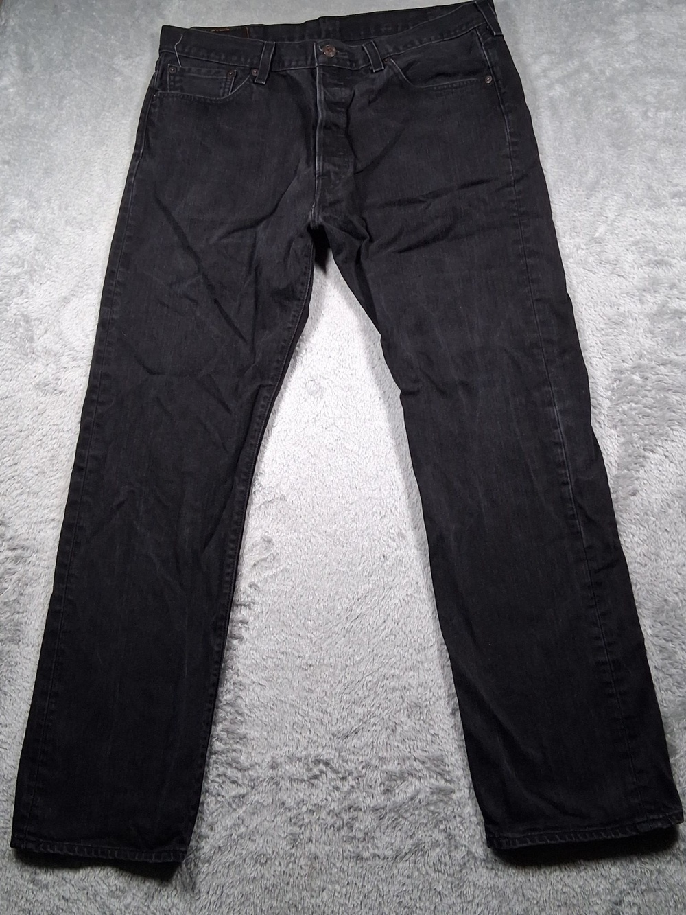 Levis 501 Jeans Mens 38x32 (Fits 36x30) Black Dark Wash Straight Leg Button Fly